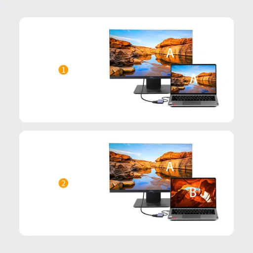 Ugreen USB átalakító adapter - HDMI 1.3 (1920 x 1080 60Hz) + VGA 1.2 (1920 x 1080 60Hz) szürke (CM449) - 5