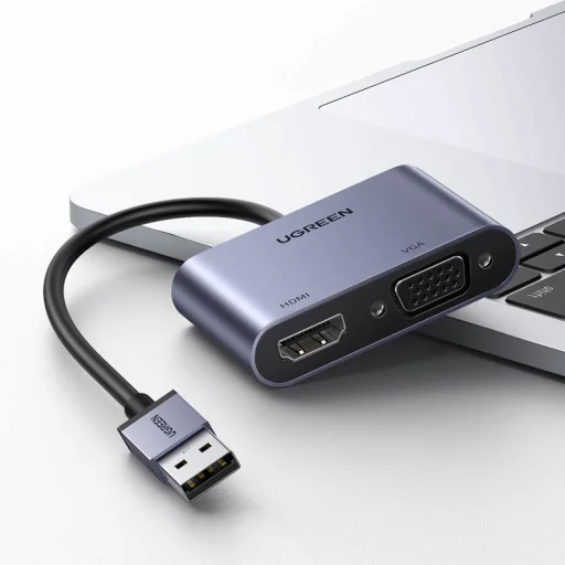 Ugreen USB átalakító adapter - HDMI 1.3 (1920 x 1080 60Hz) + VGA 1.2 (1920 x 1080 60Hz) szürke (CM449) - 7
