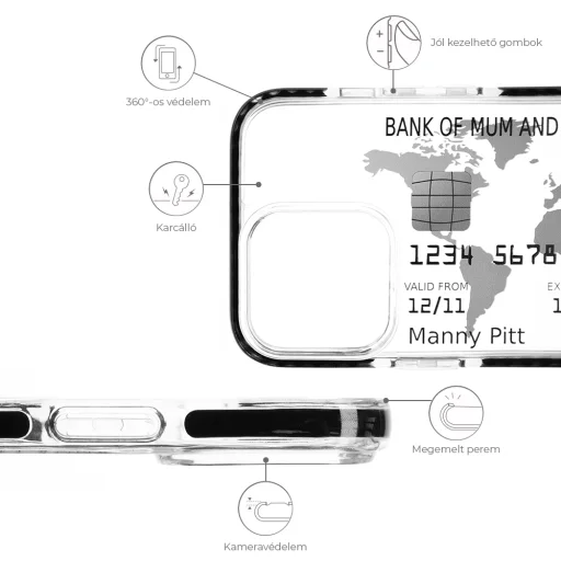 iPhone 13 átlátszó TPU tok Game Over mintával Alphajack - 2
