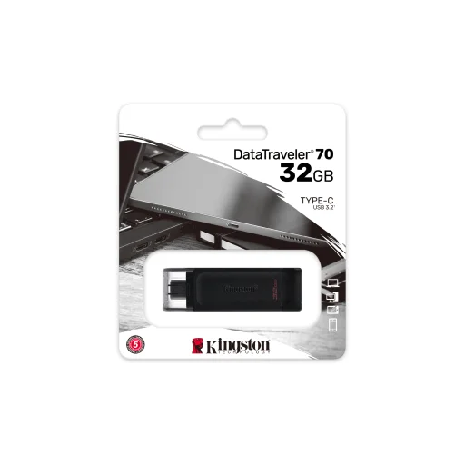 Kingston 64Gb, USB Type-C Pendrive DT70 Fekete - 5