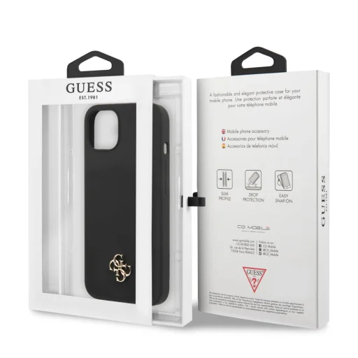 iPhone 13 Guess 4G Szilikon Metal Logo tok fekete (GUHCP13MS4LK) - 2