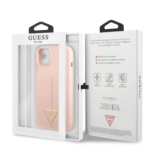 iPhone 13 Guess Szilikon Line Triangle tok rózsaszín (GUHCP13MSLTGP) - 2