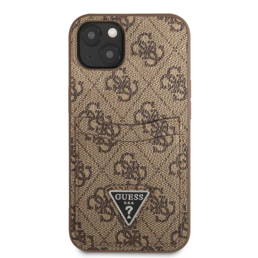 iPhone 13 Guess 4G Saffiano tok dupla kártyatartóval barna (GUHCP13MP4TPW) - 4