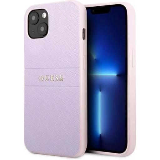 iPhone 13 Guess Saffiano Hot Stamp Metal logó lila (GUHCP13MPSASBPU) - 1