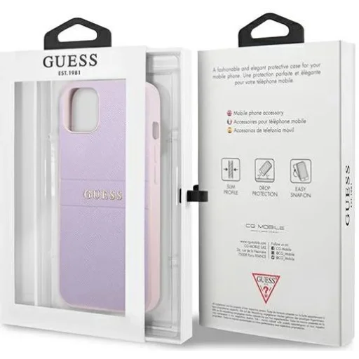 iPhone 13 Guess Saffiano Hot Stamp Metal logó lila (GUHCP13MPSASBPU) - 7