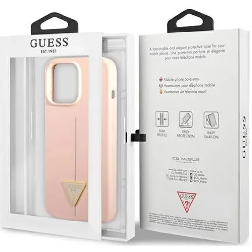 iPhone 13 Pro Guess Saffiano Triangle Logo rózsaszín (GUHCP13LSLTGP) - 8