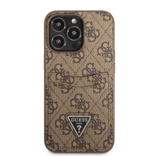 iPhone 13 Pro Guess 4G Saffiano tok dupla kártyatartóval barna (GUHCP13LP4TPW) - 1