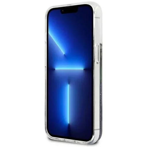 iPhone 13 Pro Guess Liquid Glitter Flower csillámos tok kék (GUHCP13LLFLSB) - 5