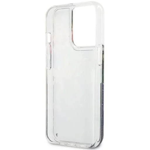 iPhone 13 Pro Guess Liquid Glitter Flower csillámos tok kék (GUHCP13LLFLSB) - 1
