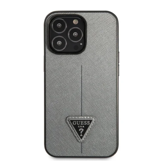iPhone 13 Pro Guess Saffiano Triangle Logo ezüst - 2