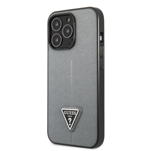 iPhone 13 Pro Guess Saffiano Triangle Logo ezüst - 5