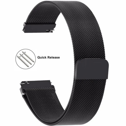 Samsung Galaxy Watch 22mm milánói fém óraszíj fekete színű Alphajack - 4