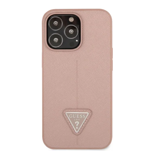 iPhone 13 Pro Guess Saffiano Triangle Logo tok rózsaszín (GUHCP13LPSATLP) - 5