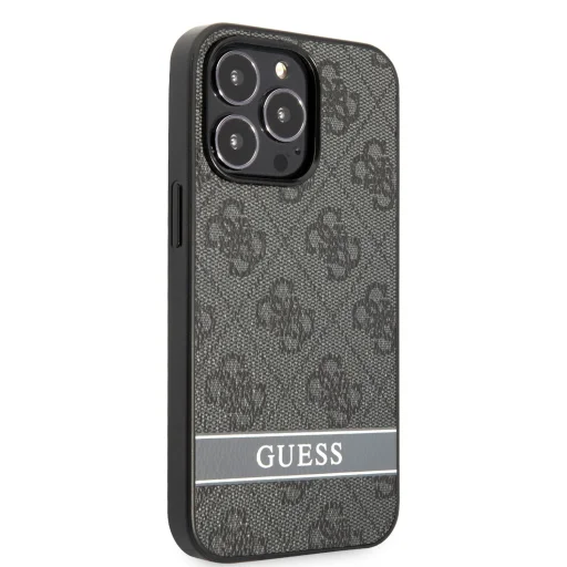 iPhone 13 Pro Guess PU 4G Stripe tok szürke (GUHCP13LP4SNK) - 4