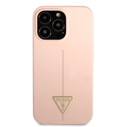 iPhone 13 Pro Max Guess Szilikon Line Triangle tok rózsaszín (GUHCP13XSLTGP) - 6