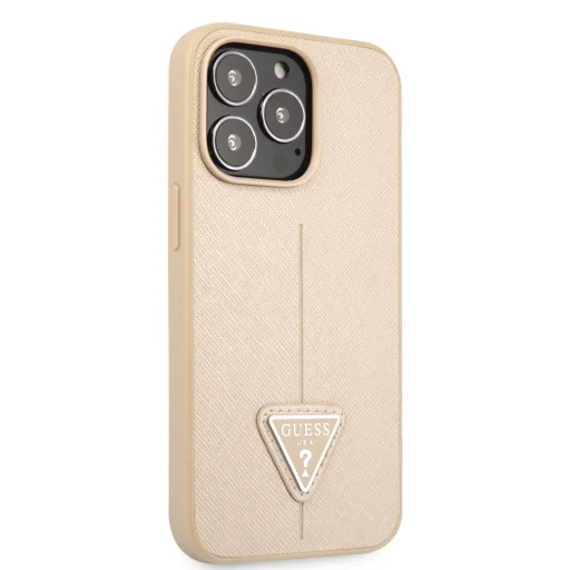 iPhone 13 Pro Max Guess Saffiano Triangle Logo tok bézs (GUHCP13XPSATLE) - 4