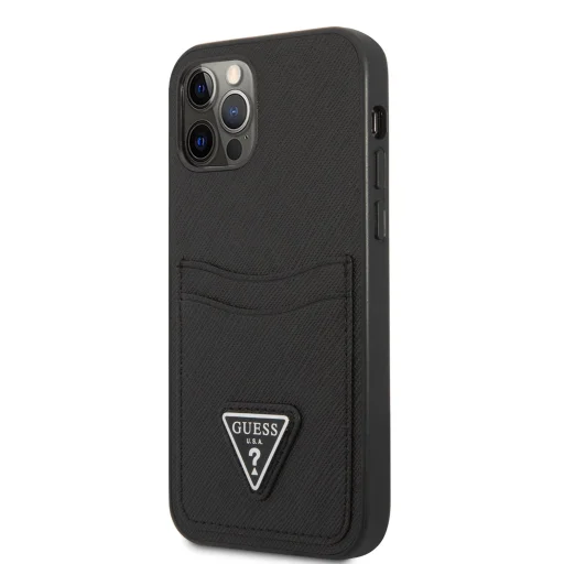 iPhone 12/12 Pro Guess Saffiano tok dupla kártyatartóval fekete (GUHCP12MPSATPK) - 1