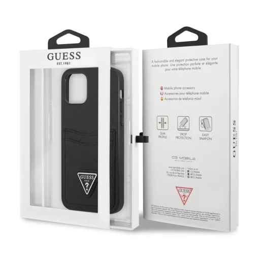 iPhone 12/12 Pro Guess Saffiano tok dupla kártyatartóval fekete (GUHCP12MPSATPK) - 6