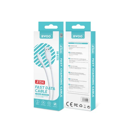 BWOO X172L USB - Lightning kábel 1,0m 3A fehér - 3