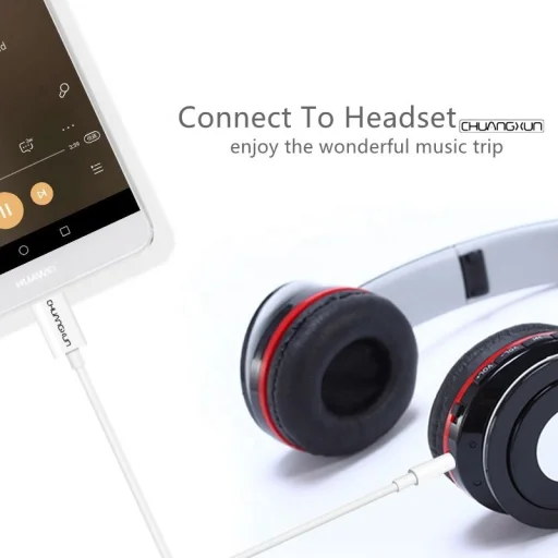 USB Type C - 3.5mm jack TRS audio kábel hangerőszabályzóval 1m (DAC chip) - 5