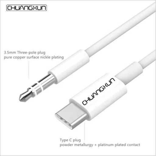 USB Type C - 3.5mm jack TRS audio kábel hangerőszabályzóval 1m (DAC chip) - 6