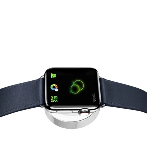 Apple Watch 1/2/3/4/5/6/SE USB okosóra vezeték nélküli QI töltő fehér - 2