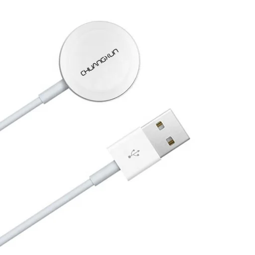 Apple Watch 1/2/3/4/5/6/SE USB okosóra vezeték nélküli QI töltő fehér - 1