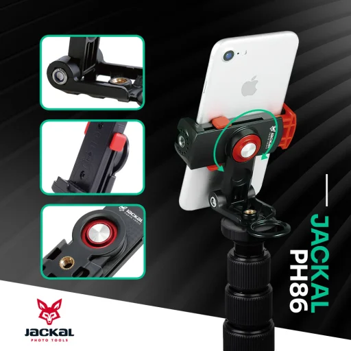 Jackal PH86 mobiltelefon tartó, rögzítő 1/4'' furatokkal (56-86 mm) - 7