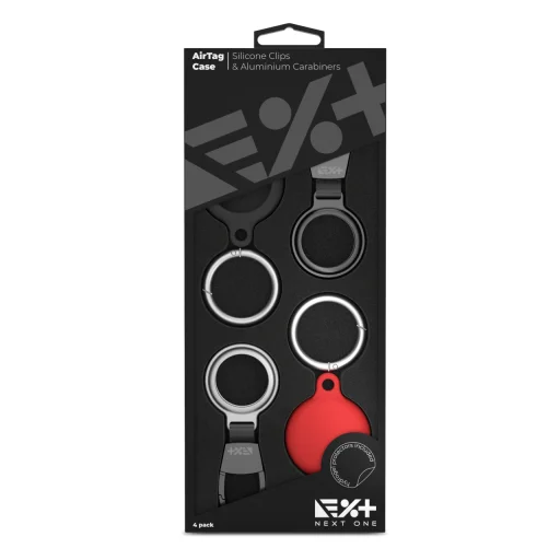 Next One Apple AirTag szilikon és alumínium tok karabinerrel 4db-os kiszerelés - 3