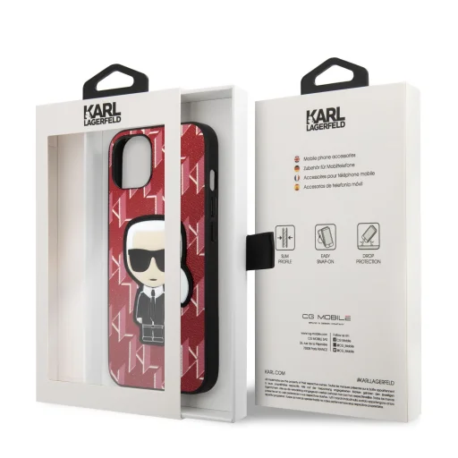 iPhone 13 Mini Karl Lagerfeld Monogram Ikonik tok piros (KLHCP13SPMNIKPI) - 3
