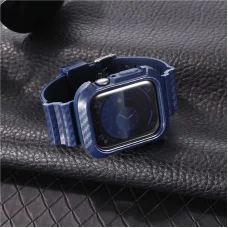 Apple Watch 4/5/6/7/8/SE (38/40/41mm) karbon mintás óraszíj és tok kék