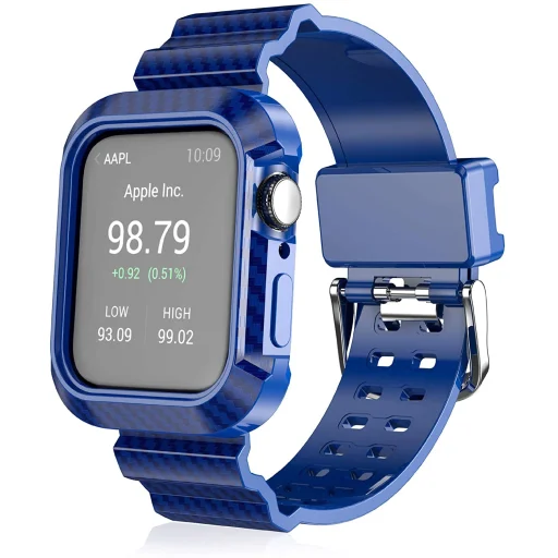 Apple Watch 4/5/6/7/8/SE (38/40/41mm) karbon mintás óraszíj és tok kék - 6