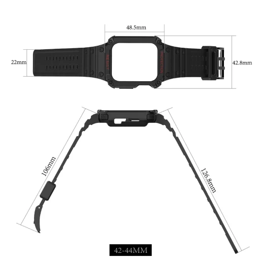 Apple Watch 4/5/6/7/8/SE (42/44/45mm) Rugged Armor óraszíj és tok kék - 3