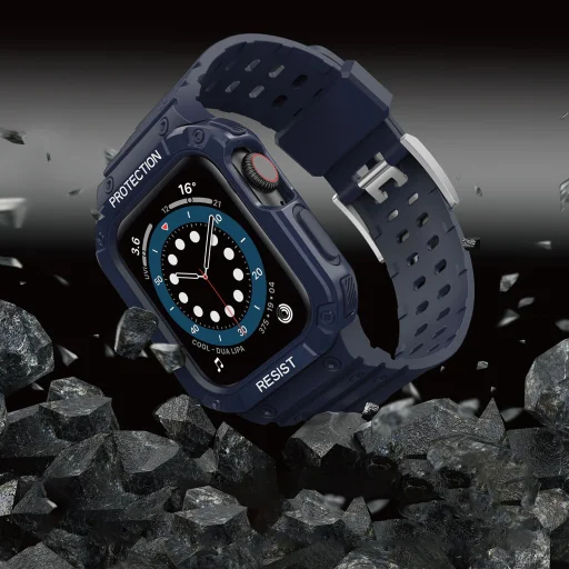 Apple Watch 4/5/6/7/8/SE (42/44/45mm) Rugged Armor óraszíj és tok kék - 2