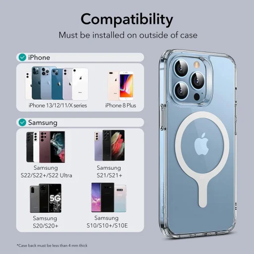 ESR HaloLock Magsafe univerzális mágneses gyűrű 2db fehér - 2