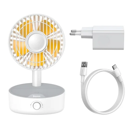 Baseus Hermit 2 az 1-ben asztali vezeték nélküli töltő oszcilláló ventilátorral, fehér (WXYZ-B02) - 13
