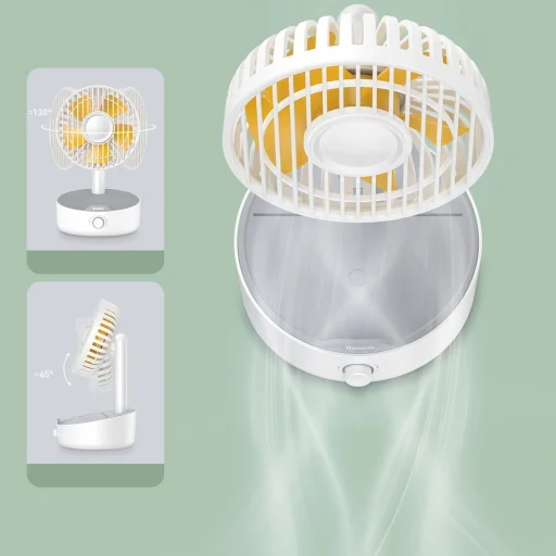 Baseus Hermit 2 az 1-ben asztali vezeték nélküli töltő oszcilláló ventilátorral, fehér (WXYZ-B02) - 6