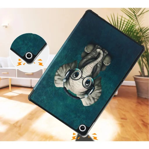 Lenovo Tab M10 Plus 10.6 TB-X606 Tech-protect Smartcase Tok Boldog elefántos mintával - 4