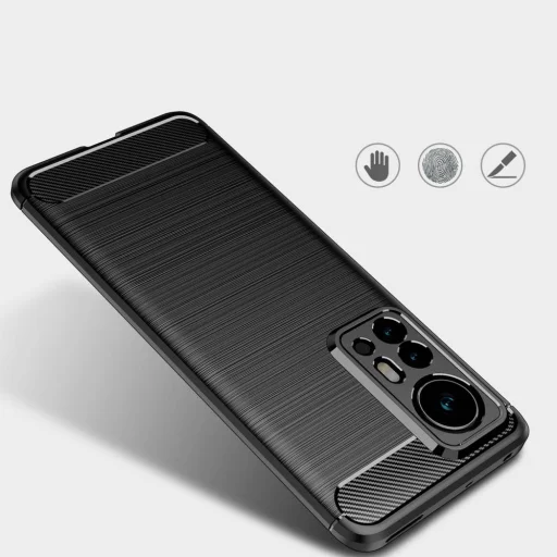 Xiaomi 12 Pro Tech-Protect carbon mintájú TPU tok fekete - 5