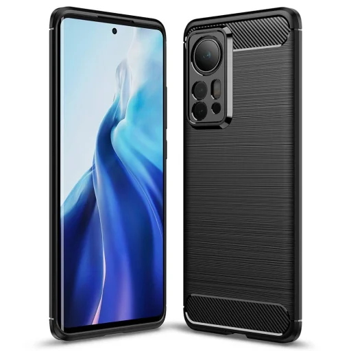 Xiaomi 12 Pro Tech-Protect carbon mintájú TPU tok fekete - 1