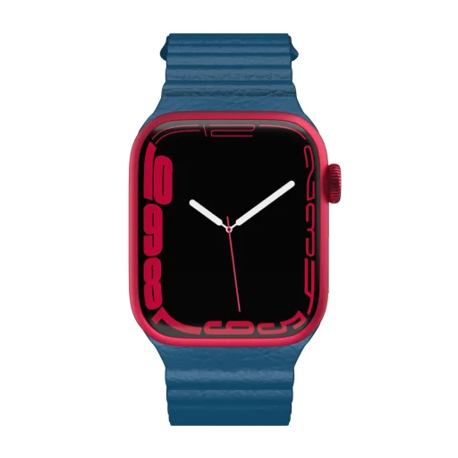 Apple Watch 4/5/6/7/8/SE/Ultra (42/44/45/49mm) Next One bőr óraszíj farmerkék (AW-4244-LTHR-BLU) - 5