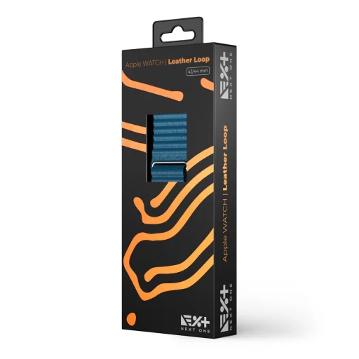 Apple Watch 4/5/6/7/8/SE/Ultra (42/44/45/49mm) Next One bőr óraszíj farmerkék (AW-4244-LTHR-BLU) - 6