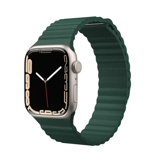 Apple Watch 4/5/6/7/8/SE/Ultra (42/44/45/49mm) Next One bőr óraszíj levélzöld (AW-4244-LTHR-GRN) - 1