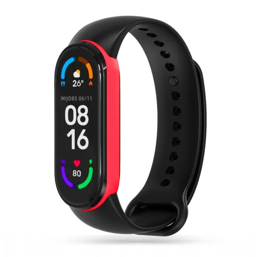 Xiaomi Mi Smart Band 5/6// NFC/7 Tech-Protect Iconband szíj fekete-piros - 1