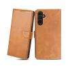 Samsung Galaxy A13 5G mágneses PU bőr fliptok kártyatartóval világosbarna Alphajack thumbnail