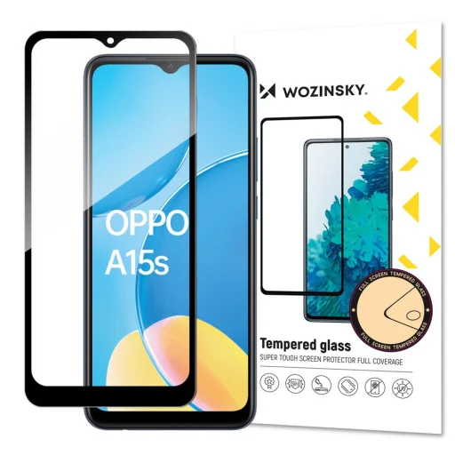 Oppo A15/A15S Wozinsky Full Glue 9H Super Tough kijelzővédő üvegfólia fekete - 1