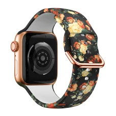 Apple Watch 38/40/41mm szilikon óraszíj virág mintás fekete-sárga-piros Alphajack