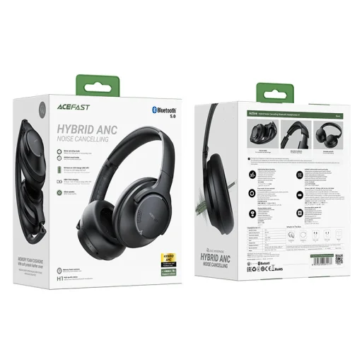 Acefast vezeték nélküli fejhallgató Bluetooth 5.0 Hybrid ANC (aktív zajcsökkentés) vízálló IPX4 fekete (H1) - 10