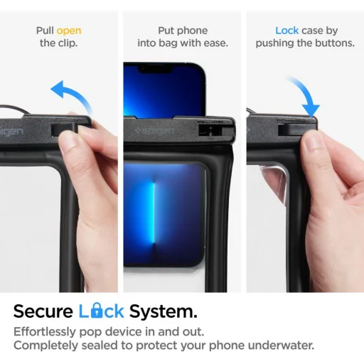 Spigen A610 vízálló lebegő univerzális  telefontok 2 db fekete (AMP04527) - 5