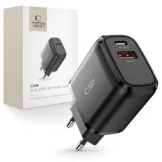 Tech-Protect C20W 2-portová sieťová nabíjačka PD20W/QC3.0 čierna